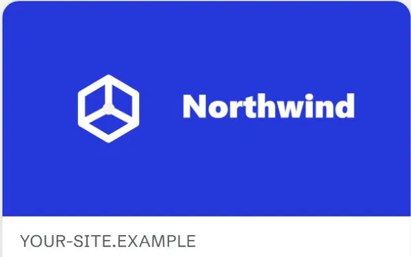 A link preview card: a blue image with a white hexagon logo and the name Northwind, above the site name