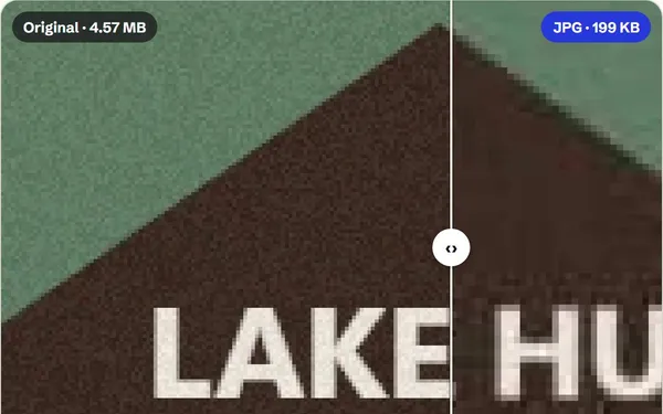 A close-up of the sample photo’s cabin: the sharp original on the left, the softer 200 KB version on the right